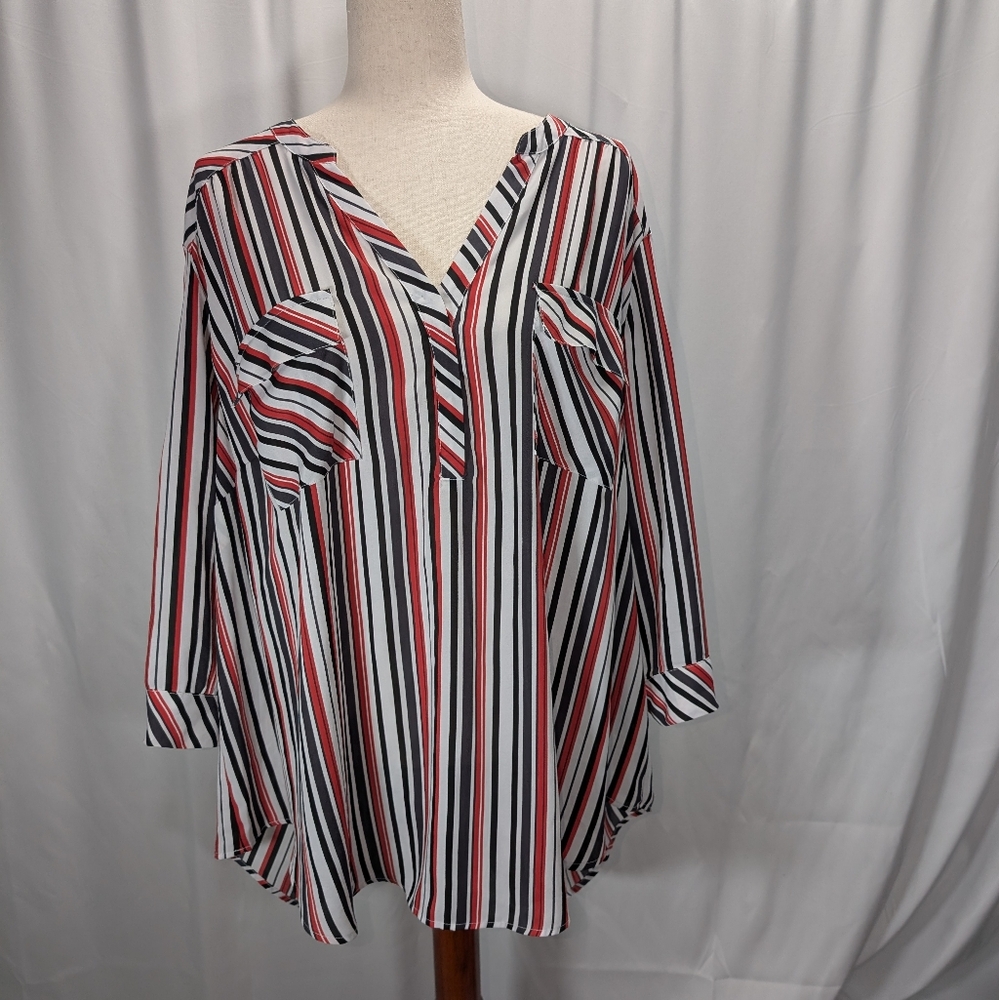 Torrid Black and White Boxy Tunic 3/4 Sleeve